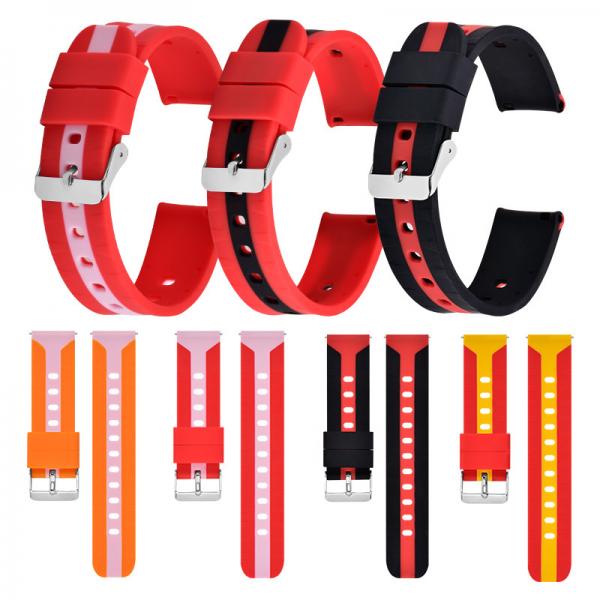 Quality Double Color Customize Silicone Rubber Watch Strap Bands 20mm Fashion for sale