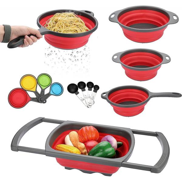 Quality Washable Pasta Silicone Collapsible Colander Strainer Multipurpose for sale