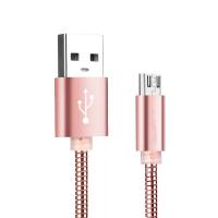 China Durable Metal Hose Pink Aluminum USB To Micro Charging Cable RoHS For Android factory