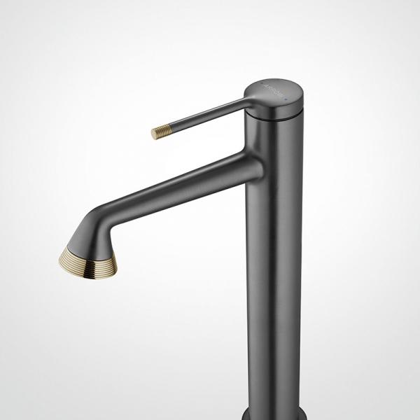 Quality Gun Gray Extended Basin Hot And Cold Taps For Washroom for sale