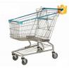 China Silver Grocery Shopping Trolley / Metal Supermarket Shopping Cart 100Kgs factory
