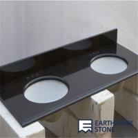 China Absolute Black Granite Bathroom Vanity Top with Double Sinks factory
