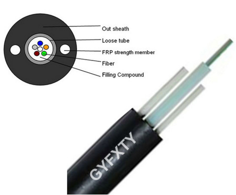 Quality FRP Strengthen GYFXTY-12B1 4 Core Outdoor Fiber Optic Cable for sale