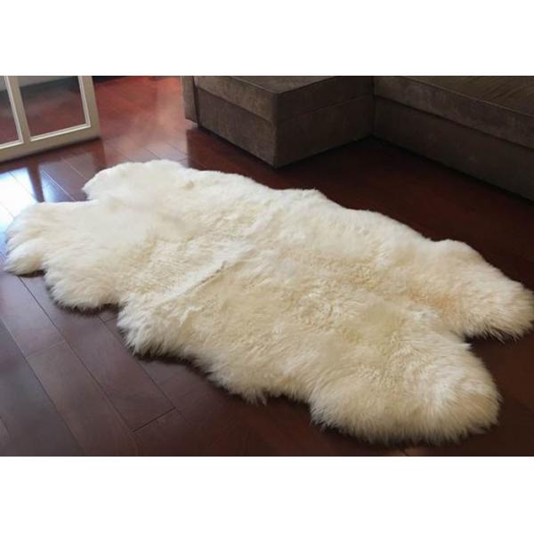 Quality Four Pelt Large Australian Sheepskin Rug Handmade Durable Ivory White 120 *180cm for sale
