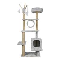 China Gray Short Plush And Sisal Tall Cat Tower Large Cat Tree For Rest factory