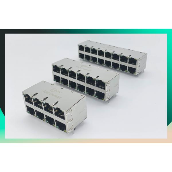 Quality Plastic 90 degree Female Ethernet Connector , RJ45 Network Jack 8P8C 1 X 4 Port for sale