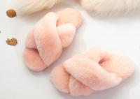 China Light Grey Lambswool Fluffy Flip Flop Slippers , Women'S Backless Sheepskin Slippers factory