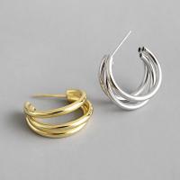 China Lanciashow 925 Solid Silver Gold Plated Jewelry Circle Hoop Earrings Three Band Ring for sale