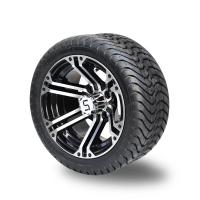 Quality Golf Cart 12 Inch Machined & Black Wheels On 215/35-12 Street Tires for sale