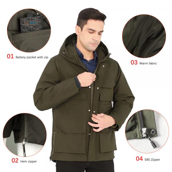 Quality Washable Men's Heated Body Warmers 7.4V Rechargeable Heated Jacket with 4 for sale
