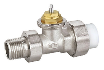 Quality Straight Thermostatic Radiator Valve 15mm x 1/2'' With PP Pipe Nickel Plated for sale