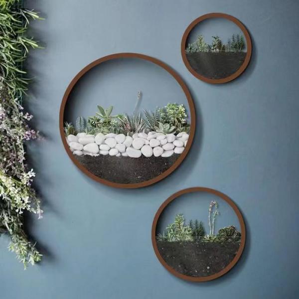 Quality Home Metal Wall Decoration Corten Steel Half Round Wall Hanging Flower Pots for sale
