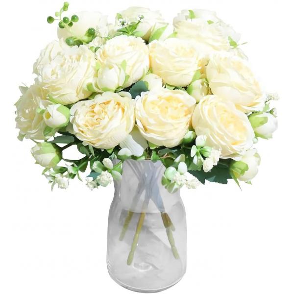 Quality OEM Plastic Realistic Fake Flowers Artificial Peony Arrangement for sale