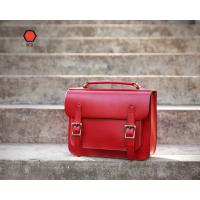 China Red Large Handbags Handmade Vintage Leather Briefcase factory