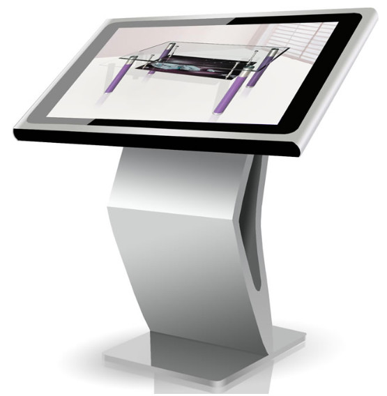 Quality Silvery 43in Interactive Multi Touch Table Support LAN WLAN Standing Kiosk for sale