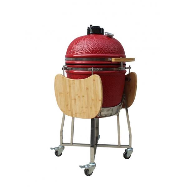 Quality 22 Inch Ceramic Charcoal Grill Outdoor Kamado Red Color Fired Resistance for sale