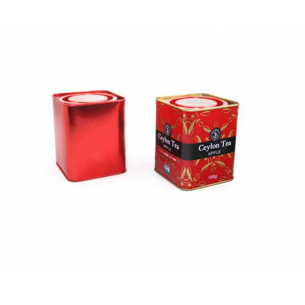 Quality 78x78x93mm Green Square Tin Box , Tea Tin Canister With Plug In Airtighted Lid for sale