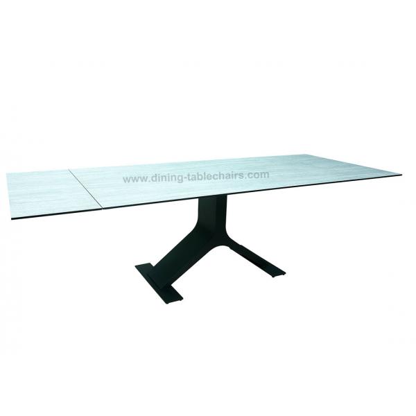Quality 2.5 Meter Tempered Glass Dining Table With HPL Laminate For 10-12 Seats for sale