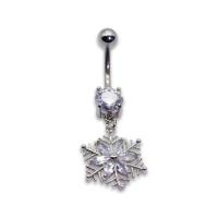China Snow Flower Shiny 7mm diamond belly button piercing Jewelry Silver for sale