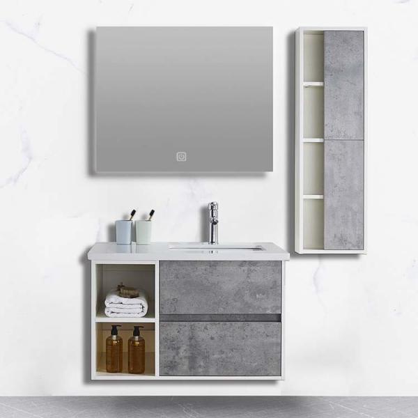 Quality Hotel Bathroom Vanity Cabinets Environmental Friendly with 80*60cm LED mirror for sale