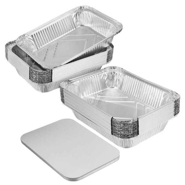 China Rectangular Food Container Aluminium Silver Foil Container Thickened factory
