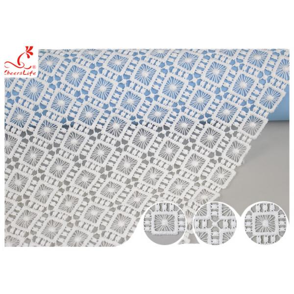 Quality Poland Guipure Embroidered Floral Lace Fabric With Water Soluble Poly Milk Silk for sale