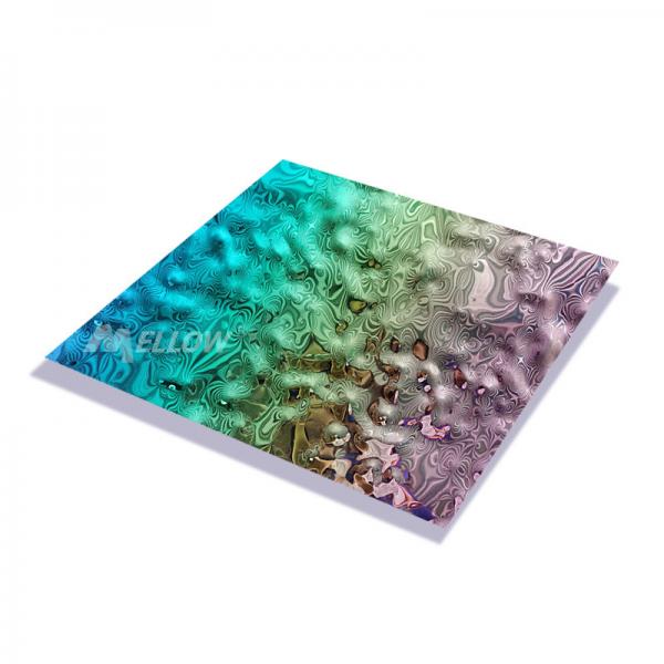 Quality 3D Color Stamped Finish Water Ripple Wave Stainless Steel Sheet for sale