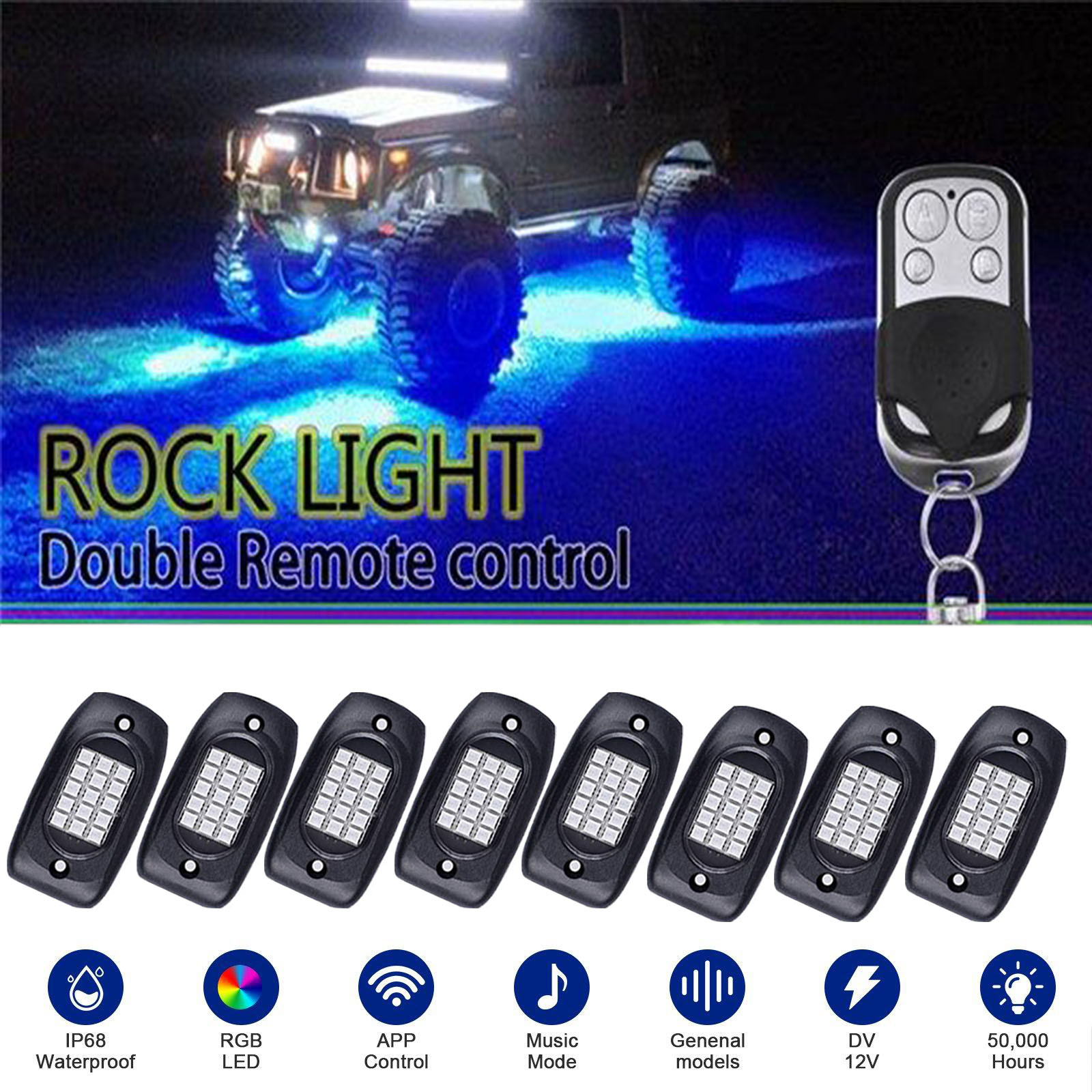 China Multi Scene 8 Pod RGB Rock Lights Stable APP Control With Music Mode factory