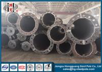 China Steel Flange Connection Type Electrical Power Pole , Galvanized Pole With Anchor Bolt factory