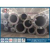 China Steel Flange Connection Type Electrical Power Pole , Galvanized Pole With Anchor Bolt factory