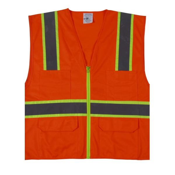 Quality Soft Orange Construction Worker Vest Breathable Hi Vis Vest With Zipper for sale