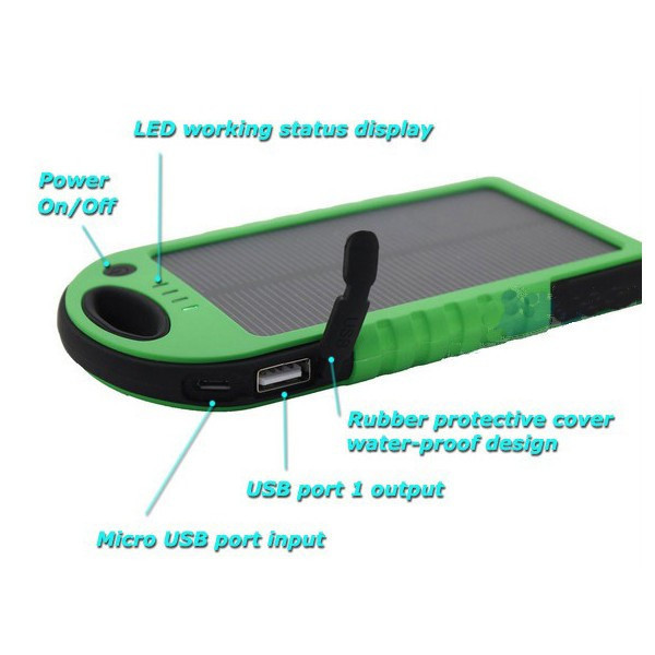 China Wireless phone charger solar charger 5000mAh double USB port for sale
