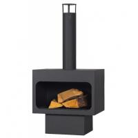 China Black Freestanding Garden Fireplace Carbon Steel Wood Burning Outdoor Chiminea for sale