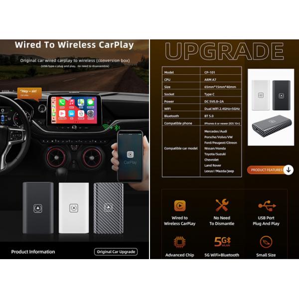 Quality Dual Wifi Apple Carplay Dongle ARM A7 Wireless Carplay Adaptor Plug & Play for sale