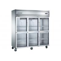 China Imported Aspera Compressor Six Glass Door Commercial Kitchen Refrigerator with Four Mobile Castors factory