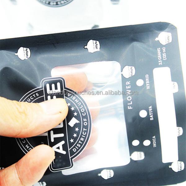 7g Custom logo printing stand up smell proof pouch clear cook mylar with window stand up bag