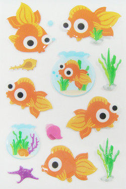 Quality Die Cut Puffy Fish Stickers Sponge Stickers For Desk / Wall Customized Logo for sale