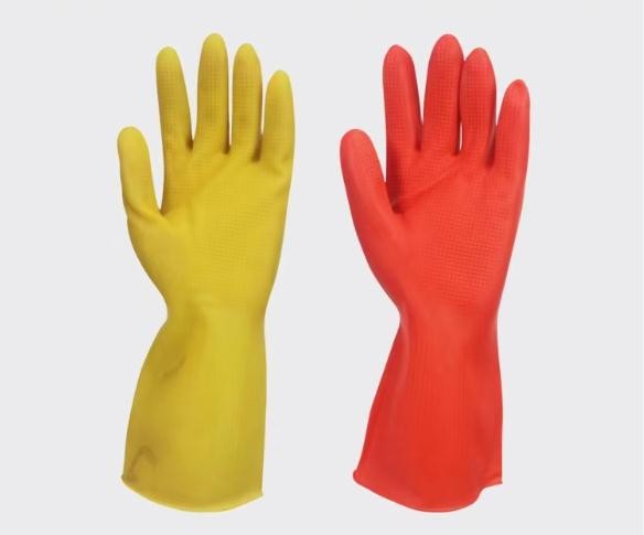 Quality Solvent Resistance Latex Household Glove Waterproof  Flocked Lining Latex Free Gloves for sale