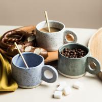 China 300ML Ceramic Nordic Ring Handle Coffee Mug Speckled Brief Novelty Pattern Milk Tea Cup Breakfast Milk Mug factory