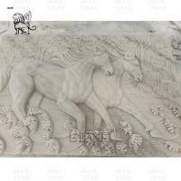 China Marble Running Horse Relief Stone Carving 3D Wall Sculpture Home Decor Art Modern factory