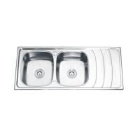 China Press Stainless Steel Wash Basin , Double Bowl 30 Inch Undermount Kitchen Sink factory