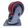 China 4 Inch Red Cast Iron Caster Wheel Swivel PU Casters Heavy Duty Casters factory
