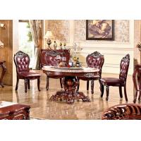 China wood round carved marble top dining room table factory