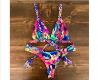 China 2019 Ruffle Women Swimsuit Cross Bandage Swimwear Push Up Bikini Set Beach factory