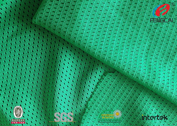 China Lime Green Dull Sports Mesh Fabric 100 Polyester Moisture Wicking Fabric  5*1 Design factory