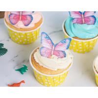 China Vivid Pink Edible Decorations Edible Butterfly Cupcake Toppers 0.60 - 0.65 MM for sale