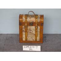 China Leather Straps Wooden H35.5 Wine Storage Crates factory