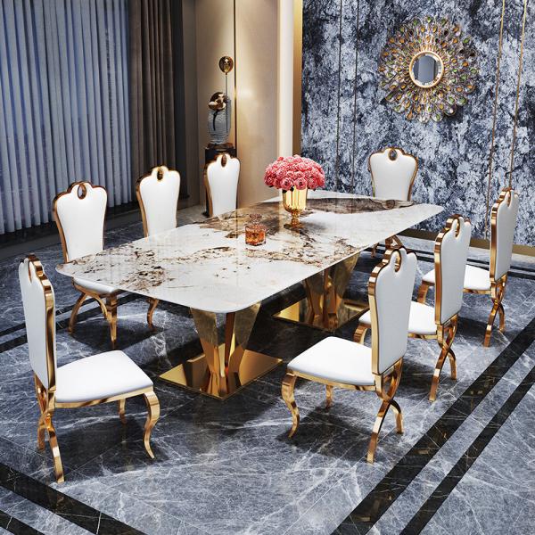 Quality Height 78cm Large Rectangular Marble Dining Table Marble Top for sale
