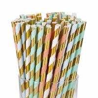 China Gold Foil Jumbo Paper Straws , Eco - Friendly Paper Straws For Restaurants factory