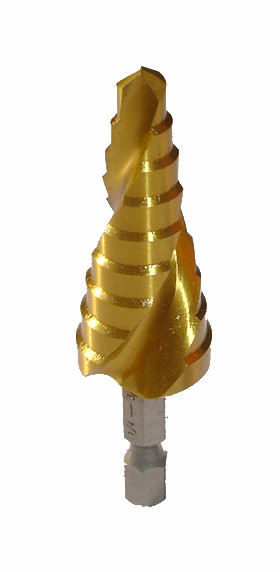 Quality Hex Shank HSS Step Drill Bits With Titanium Coated Spiral Flute Inch Size for sale